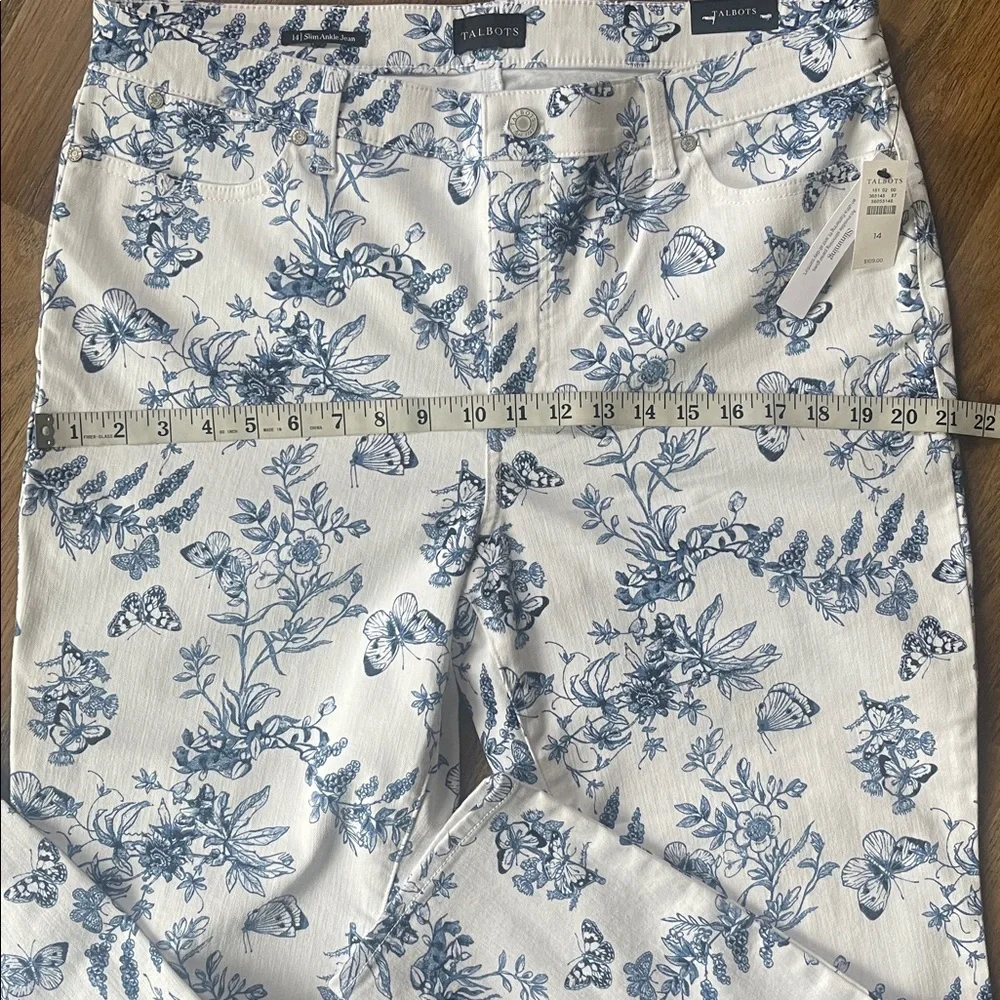 Talbot’s Slimming Ankle Jean Blue& White Butterfly Toile Print Size 14 - Picture 10 of 14